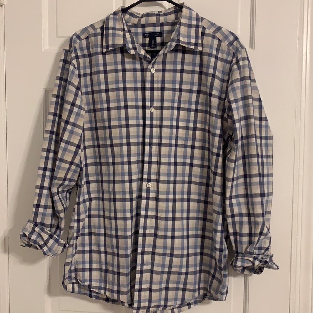 Gap, Men’s dress shirt, Plaid, Large